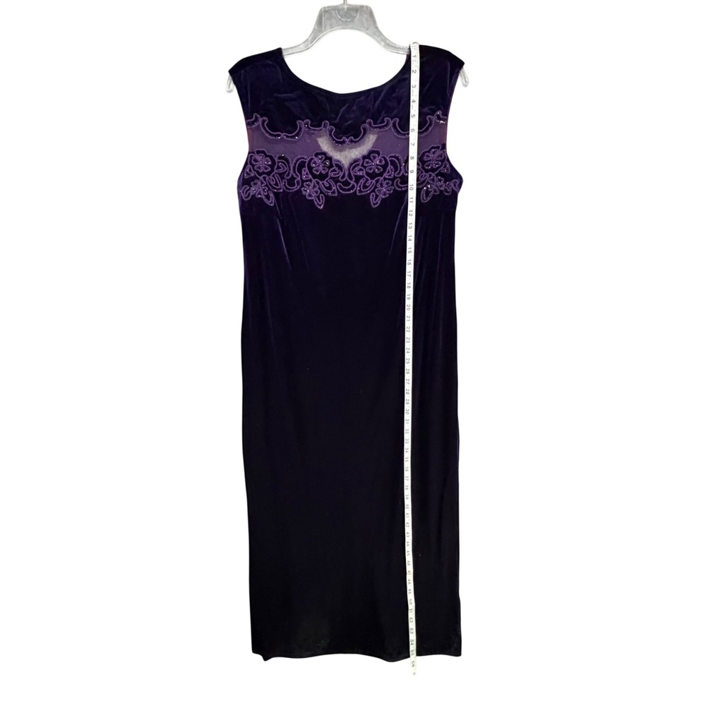 Vintage Onyx Nite Velvet Dress Women 18 Purple Embroidered Evening Gown Romantic - Picture 9 of 13